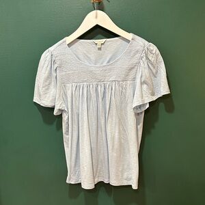 Lucky Brand Light Blue Scoop Neck Short Sleeve Top
